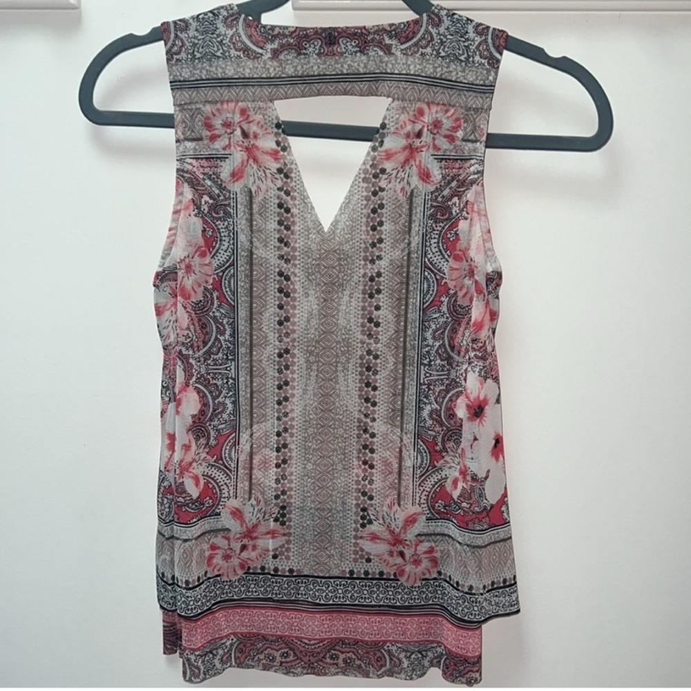 INC International Concepts Floral Sleeveless Blouse - Pink and Black - Picture 5 of 6